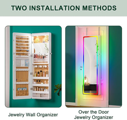 HNEBC LED Mirror Jewelry Cabinet - Image 7