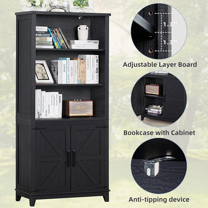 70in Tall Bookshelf 5 Tier Bookcase - Image 8