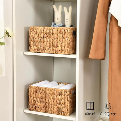 ELONG HOME Water Hyacinth Rectangular Wicker Baskets, Woven Storage Baskets - Image 8