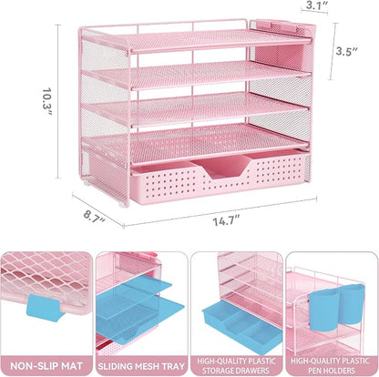 LEKETREE Desk Organizers and Accessories, 5-Tier Paper Letter Tray Organizer - Image 2