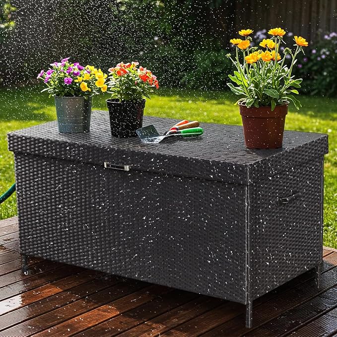 AVAWING 240 Gallon Wicker Deck Box - Image 7