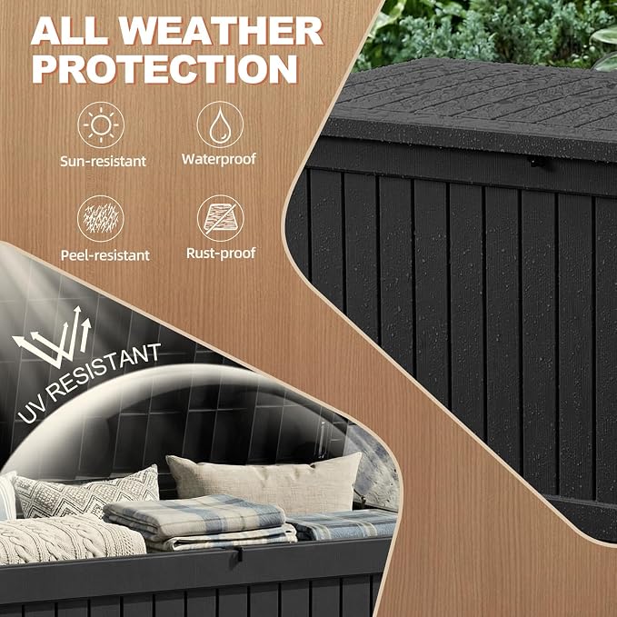 EFU Outdoor Storage Box 280 Gallon Deck Box Lockable UV Resistance Waterproof - Image 2
