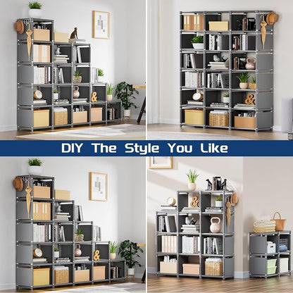 Mavivegue Bookshelf, 18 Cube Storage Organizer, Extra Large Book Organizer - Image 3