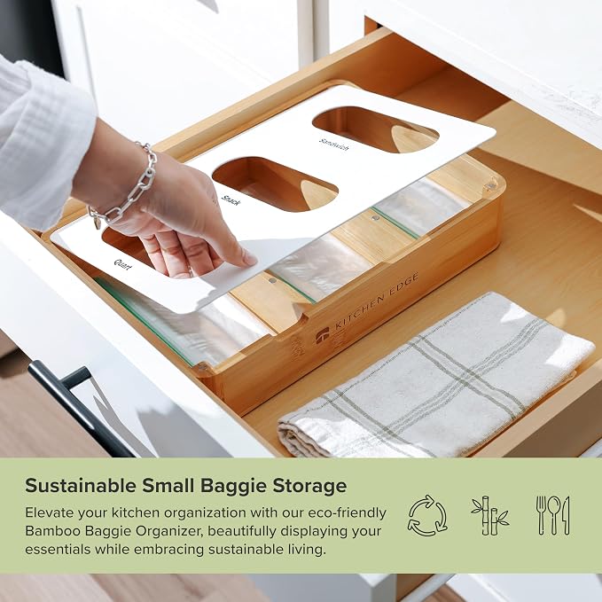 Premium Bag Organizer – Kitchen Edge 3-Slot Bamboo Organizer - Image 5