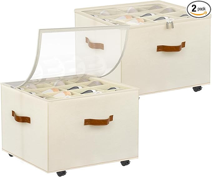 Shoe Organizer for Closet, 2 Pack Shoe Storage Organizer by Foyego