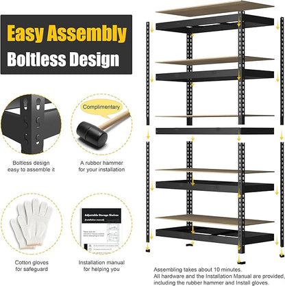 PrimeZone 3 Pack Storage Shelves 48" x 24" x 72", 5 Tier Adjustable Garage - Image 5