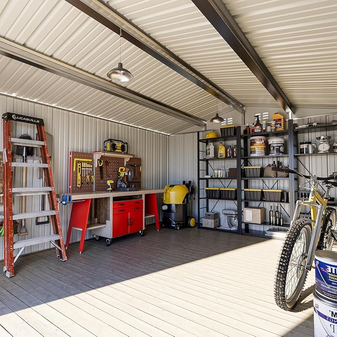 Polar Aurora 10x12 FT Metal Shed, Heavy-Duty Galvanized Steel Tool Storage Shed - Image 5