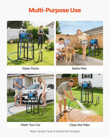 VEVOR Freestanding Garden Hose Reel, Holds 125 Feet of 5/8-inch Hose, Wall - Image 8