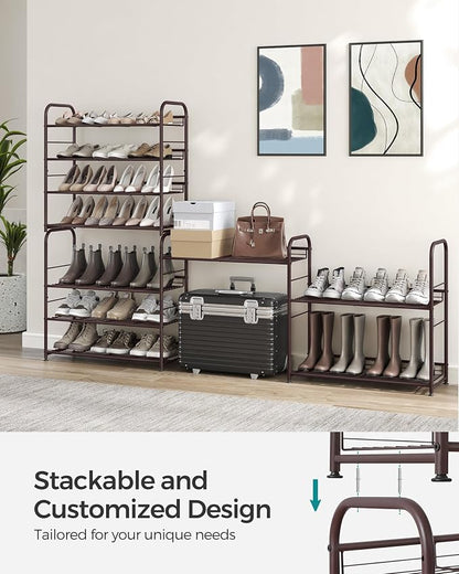 SONGMICS Stackable Shoe Rack, 4 Tier Metal Shoes Rack Storage Shelf, Holds up - Image 3