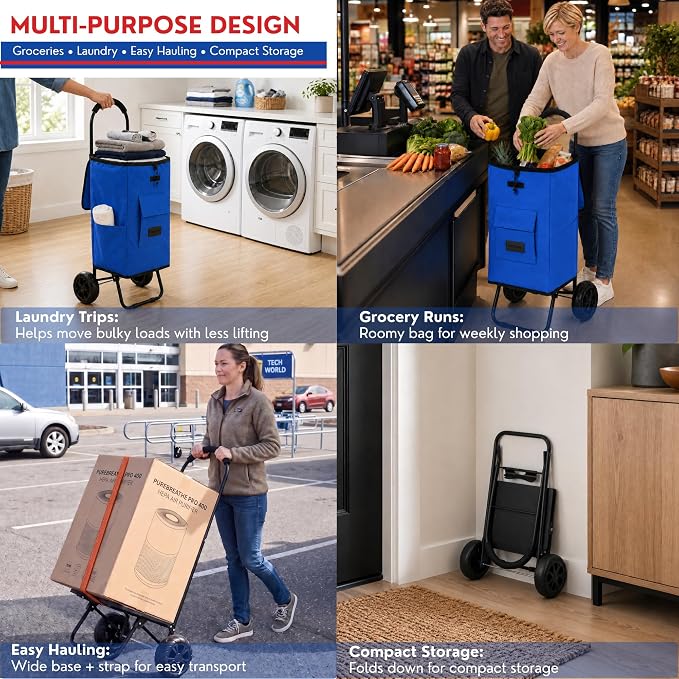 Shopping Cart, Super Loading Grocery Trolley, 220 lbs Capacity, Foldable Cart - Image 9