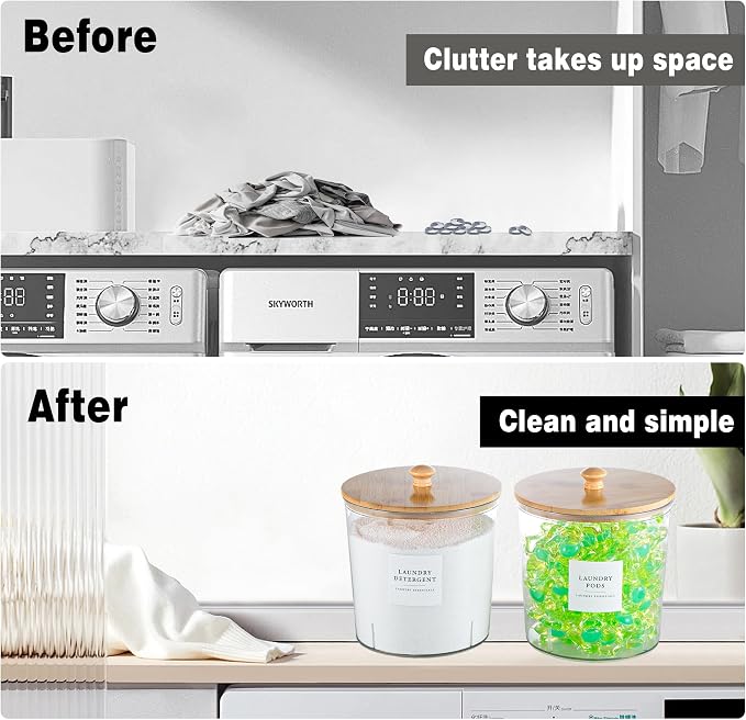 Laundry Room Organization Container, Dryer Sheet Holder Jars - Image 3