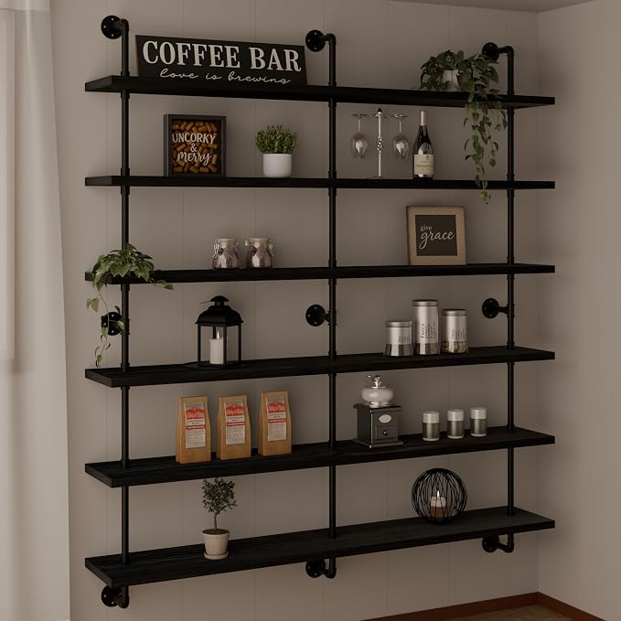 HDDFER Floating Shelves for Wall Living Room Shelves Bookshelf Industrial Pipe - Image 4