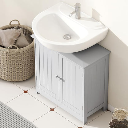 HOMCOM Under Sink Bathroom Cabinet, Pedestal Sink Storage Cabinet - Image 8