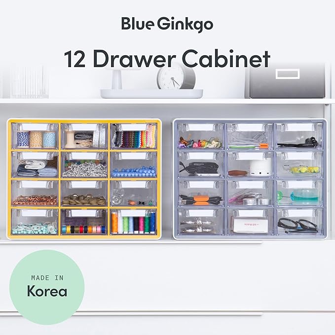 Blue Ginkgo Large 12-Drawer Cabinet – Stackable Clear Organizer - Image 3