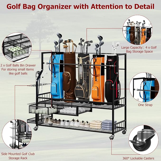 Garvee 4-5 Bags Stand Golf Organizer Rack - Image 2