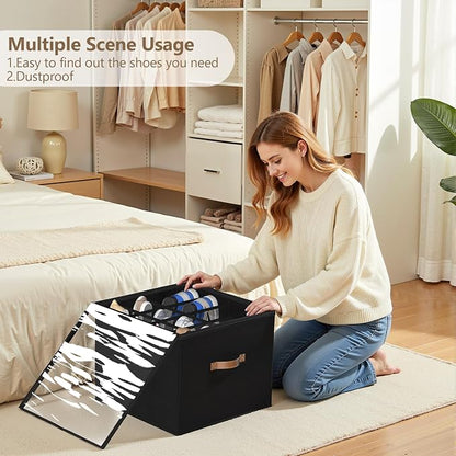 Vincona Shoe Organizer for Closet, 2 Pack Shoe Storage Bins Foldable Shoe - Image 6