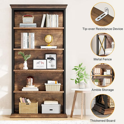 Tribesigns 6-Tier Bookcase, 71 Inches Industrial Bookshelves and Bookcase | - Image 8
