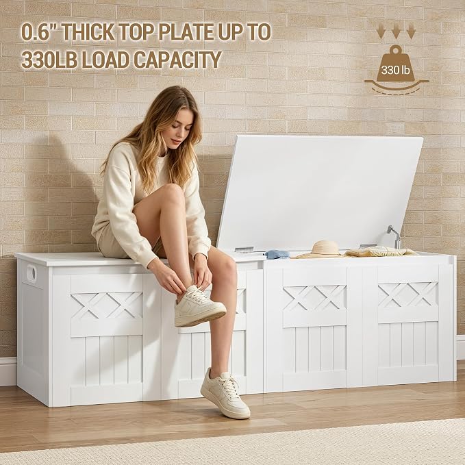 Hzuaneri 59" Storage Bench, Lift Top, 268L/70 Gal Large Storage Chest | | 330lb - Image 7