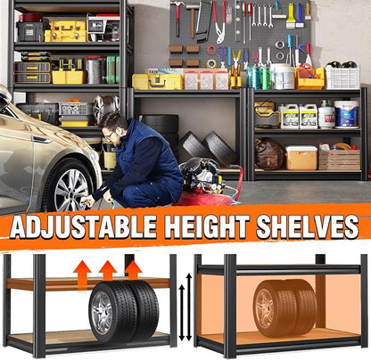6-Pack 5-Tier Heavy Duty Metal Shelving Units, Adjustable Steel Storage Racks - Image 4