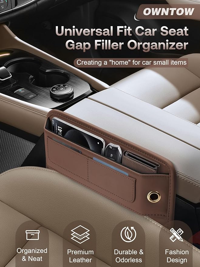 Premium Leather Seat Gap Filler Organizer, Universal Fit Car Accessories - Image 2
