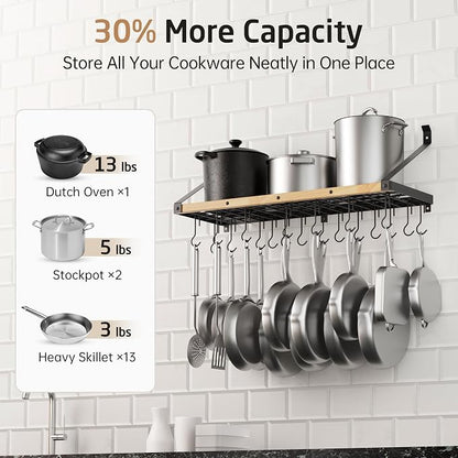 KES Pot Rack Wall Mounted 34 Inch, Pot and Pan Hanging Rack - Image 2