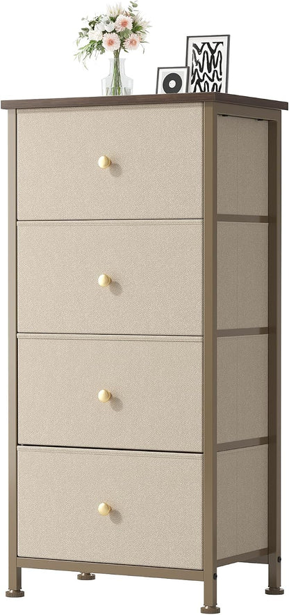 DUMOS Nightstand with 4 Drawers Bedside Table with Removable Fabric Bins Sturdy by DumosLifestyle