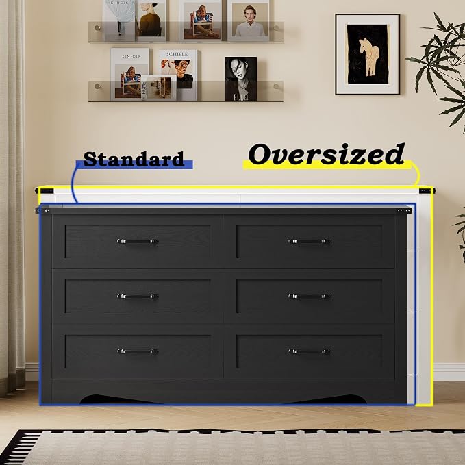 6-Drawer Dresser for Bedroom, Modern Wooden Chest of Drawers - Image 4