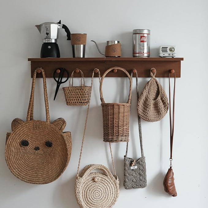 Entrance Coat Rack ，Coat Hooks, Wall-Mounted Wooden Hook Rack, Wall-Mounted - Image 2