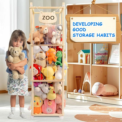 Stuffed Animal Storage, Wood Stuffed Animal Zoo Storage, Space Save Stuffed - Image 6