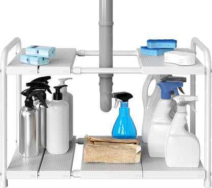 Simple Houseware Under Sink 2 Tier Expandable Heavy Duty Metal Shelf Organizer by SimpleHouseware