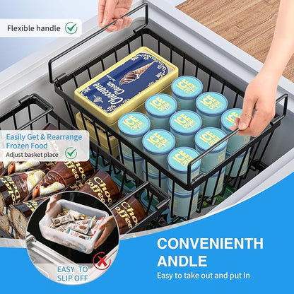 Freezer Organizers bins with Folding Handles，4 Pack Stackable Upright Freezer - Image 3