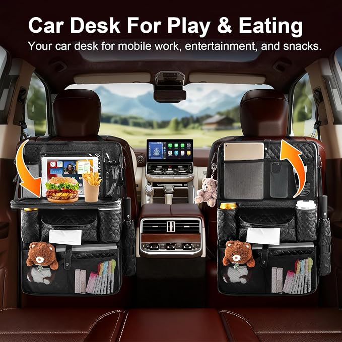 Car Seat Organizer with Foldable Table Tray - Image 2