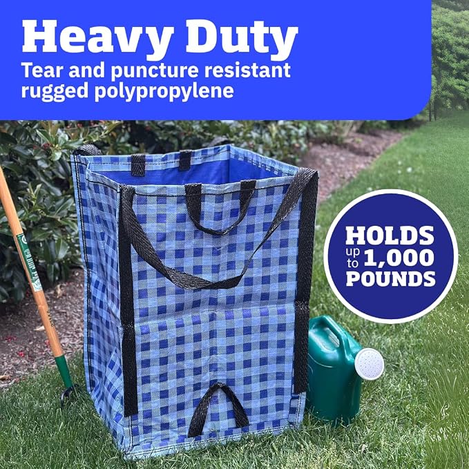 DURASACK Heavy Duty Home and Yard Bags, Gingham Blue - Image 3