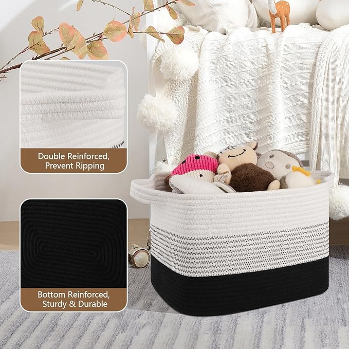 Storage Basket for Organizing, Woven Baskets for Storage, Rectangle Decorative - Image 3