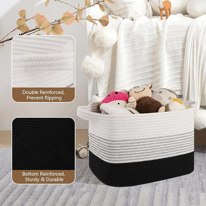 Storage Basket for Organizing, Woven Baskets for Storage, Rectangle Decorative - Image 3