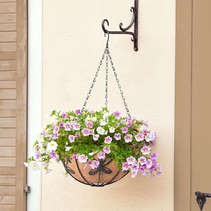 Hanging Baskets Planter for Plants, 2 Pack 10 Inch Round Metal Wire Hanging - Image 7