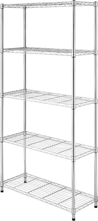 Whitmor 5 Tier Shelving Unit, Metal Storage Shelves, 400 lbs Capacity per Shelf by Whitmor