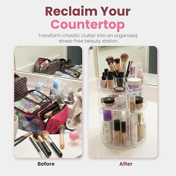 Masirs 360 Rotating Makeup Organizer Countertop - Image 5