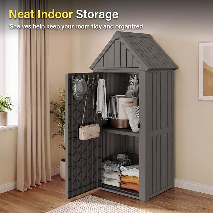 Bifanuo Deck Box Storage Shed Outdoor Storage Cabinet, Vertical Waterproof - Image 8