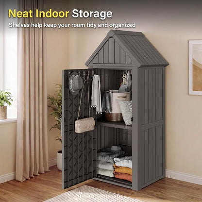 Bifanuo Deck Box Storage Shed Outdoor Storage Cabinet, Vertical Waterproof - Image 8