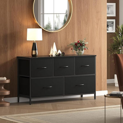 OLIXIS 5 Drawer Black Dresser for Bedroom, Closet Chest Organizer Furniture | - Image 7