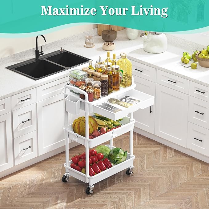 SUNALLY 3 Tier Rolling Cart - Image 6