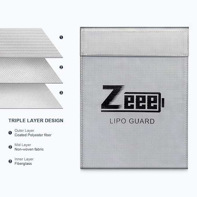 Zeee Fireproof Lipo Battery Bag Explosion-Proof Charging & Storage Organizer to - Image 3