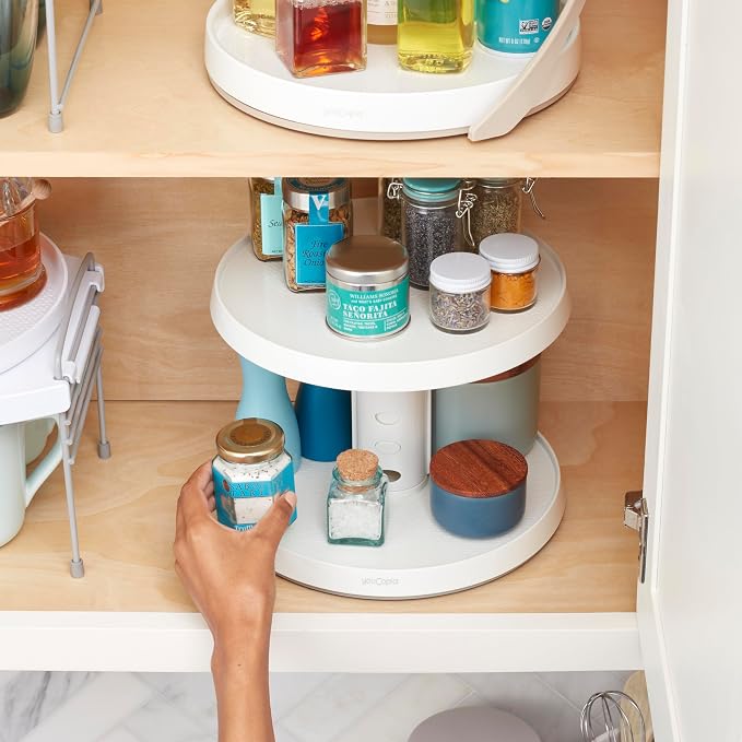 YouCopia Crazy Susan Two-Tier Turntable, Height-Adjustable Lazy Susan Organizer - Image 7