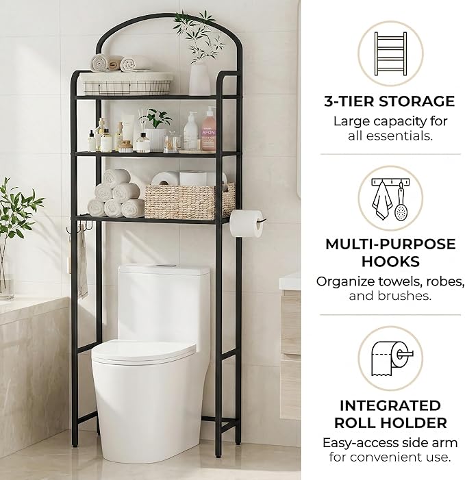 3 Tier Over The Toilet Storage Rack, Bathroom Organizer | Toilet Storage - Image 4