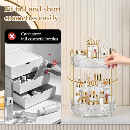 360 Rotating Makeup Organizer for Vanity, 2 Tier Adjustable Perfume Organizer - Image 6
