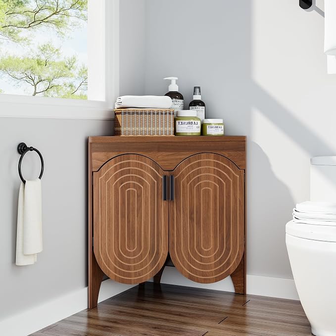 Small Corner Storage Cabinet, Mid Century Modern Floor Corner Cabinet - Image 6
