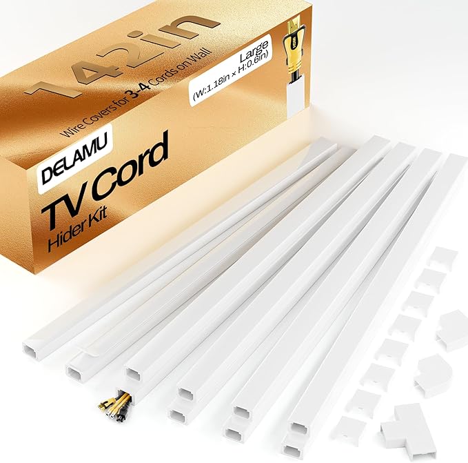 Delamu TV Cord Hider Wall, 142in Cable Hider, Large Cord Covers by DELAMU