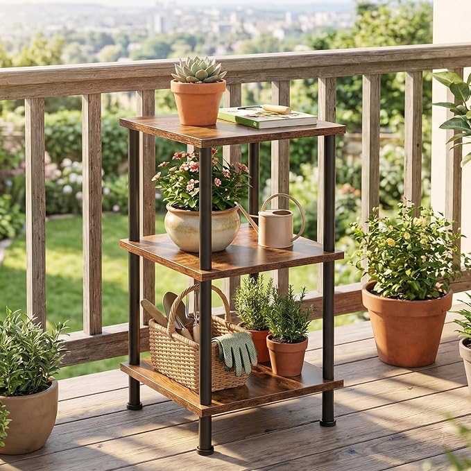 HOOBRO 3-Tier Corner Shelf Stand, Corner Square Rack Display Shelf, Tall - Image 4