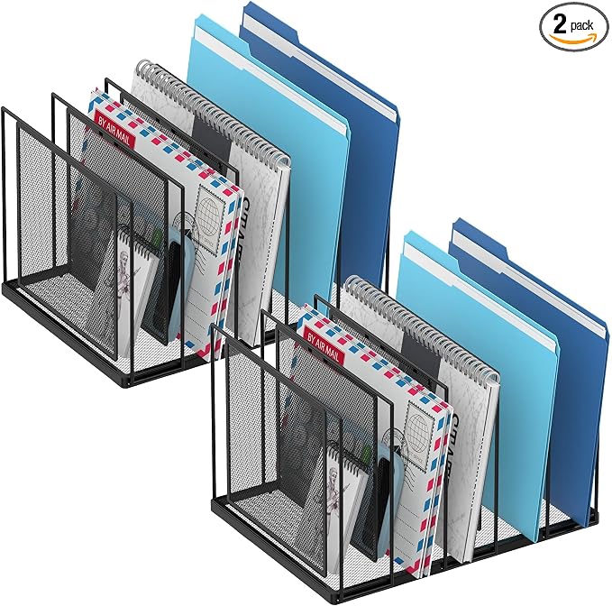 File Organizer for Desk, 5-Section Vertical File Sorter, Paper Holder Organizer by JMHUD